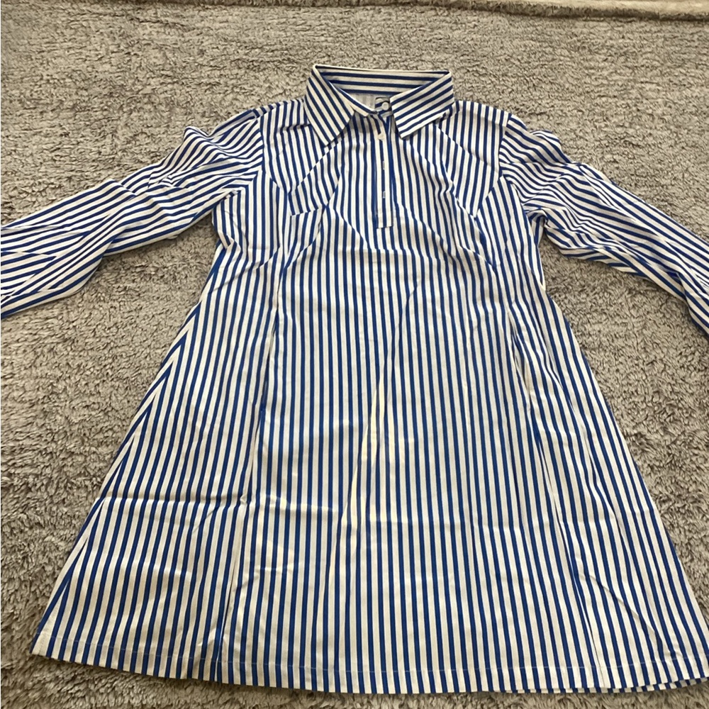 SHEIN Blue and White Striped Long Sleeve Dress (brand new)